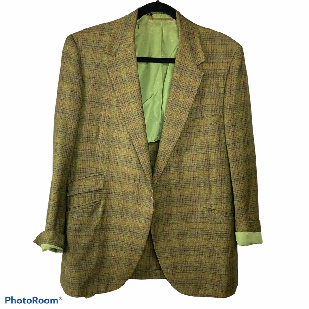 kuppenheimer vintage olive green plaid blazer coat